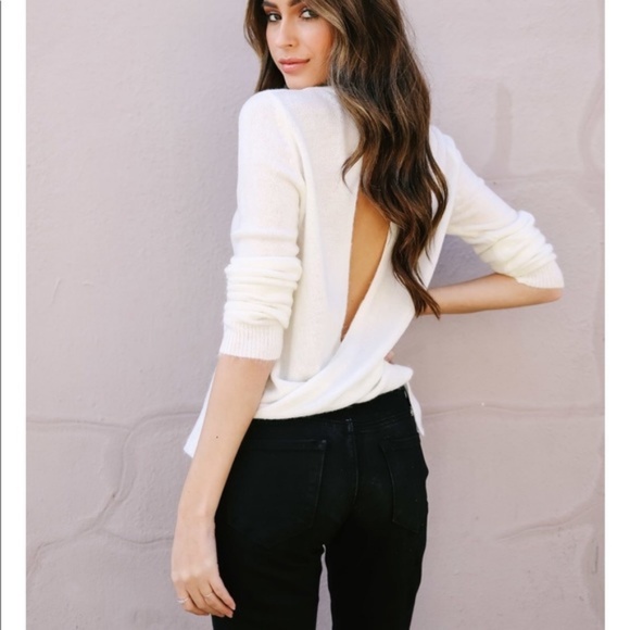 Vici Sweaters - Vici Collection Peekaboo Tencel Open Back Sweater